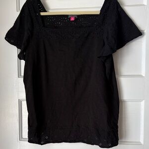 Vince Camuto Black Eyelet Blouse